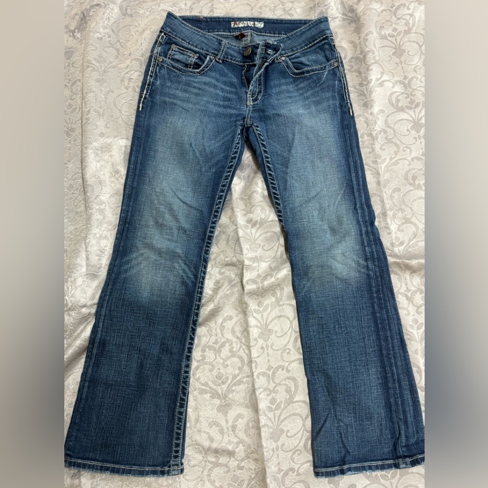 BKE Blue Boot Cut Jeans with Natural Fading